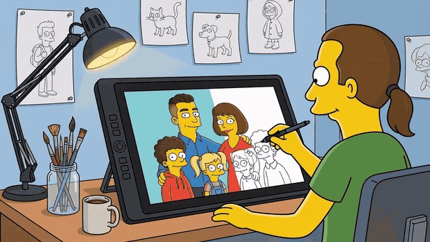 Illustrated guide to an artist drawing a portrait